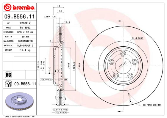 Bremsscheibe Vorderachse Brembo 09.B556.11 von Brembo