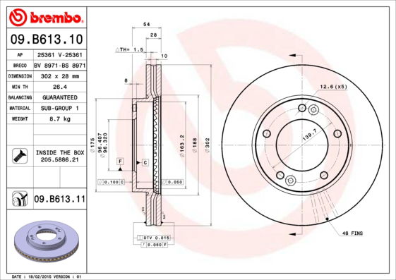 Bremsscheibe Vorderachse Brembo 09.B613.11 von Brembo