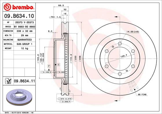 Bremsscheibe Vorderachse Brembo 09.B634.11 von Brembo