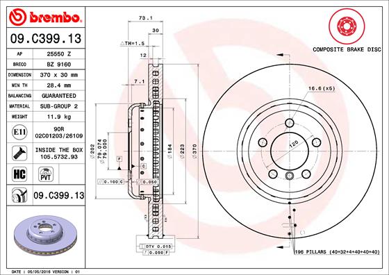 Bremsscheibe Vorderachse Brembo 09.C399.13 von Brembo