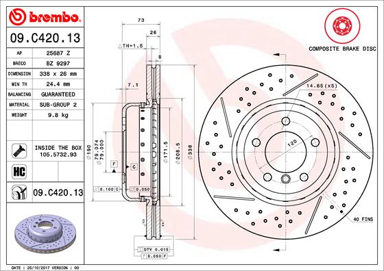 Bremsscheibe Vorderachse Brembo 09.C420.13 von Brembo