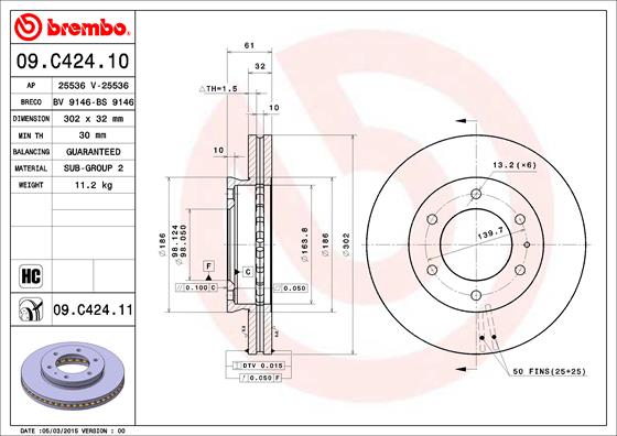 Bremsscheibe Vorderachse Brembo 09.C424.11 von Brembo