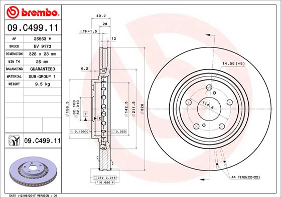 Bremsscheibe Vorderachse Brembo 09.C499.11 von Brembo