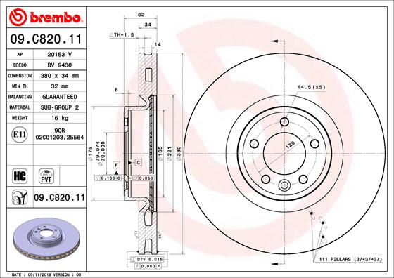 Bremsscheibe Vorderachse Brembo 09.C820.11 von Brembo