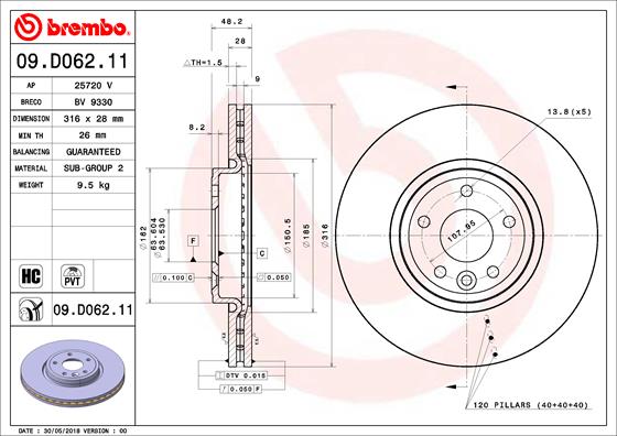 Bremsscheibe Vorderachse Brembo 09.D062.11 von Brembo