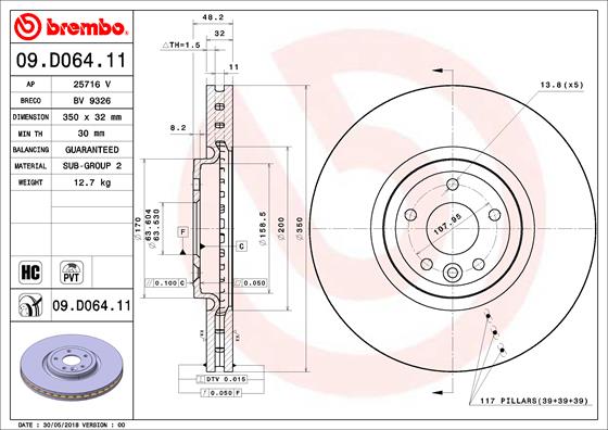 Bremsscheibe Vorderachse Brembo 09.D064.11 von Brembo