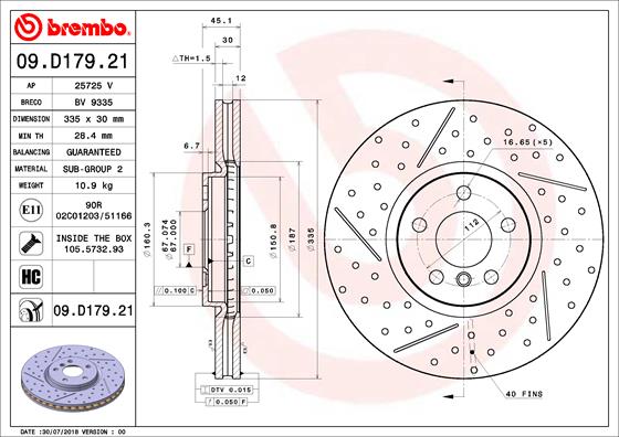 Bremsscheibe Vorderachse Brembo 09.D179.21 von Brembo