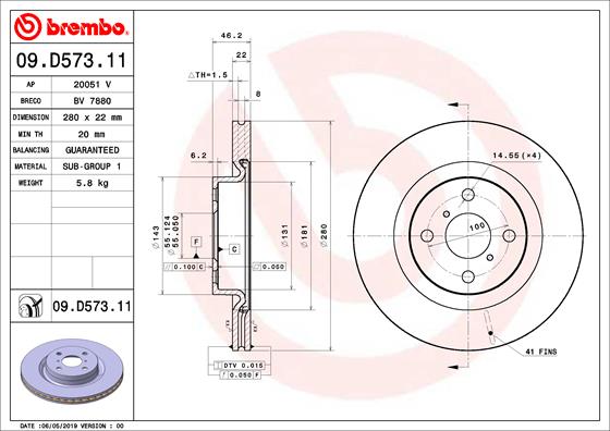 Bremsscheibe Vorderachse Brembo 09.D573.11 von Brembo