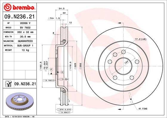 Bremsscheibe Vorderachse Brembo 09.N236.21 von Brembo