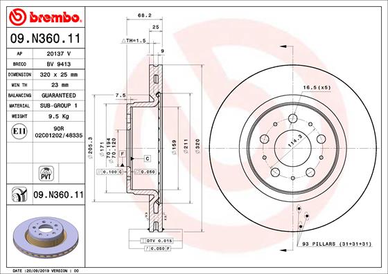 Bremsscheibe Vorderachse Brembo 09.N360.11 von Brembo