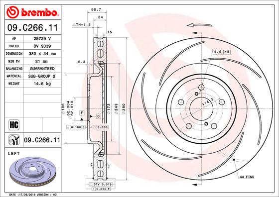 Bremsscheibe Vorderachse links Brembo 09.C266.11 von Brembo