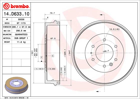 Bremstrommel Hinterachse Brembo 14.D633.10 von Brembo