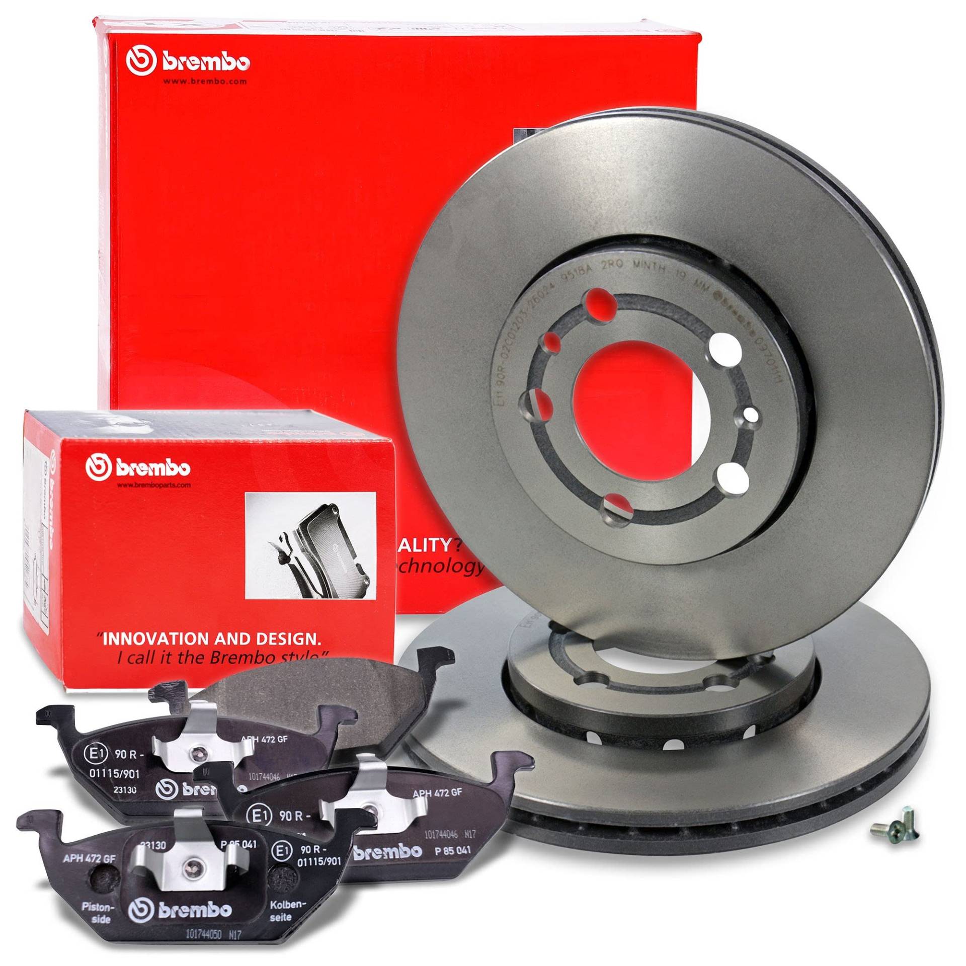 BREMBO Set di freni Coated Disc Line per asse anteriore, inclusi dischi freno anteriori Ø 256 mm ventilati e pastiglie freno anteriori von Brembo