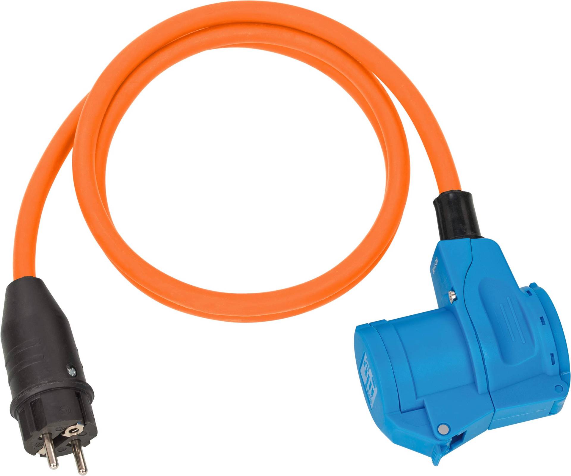 Brennenstuhl Camping CEE Adapterleitung mit Schutzkontakt-Stecker und CEE-Winkelkupplung inkl. Schutzkontakt-Steckdose (1,5m Kabel in Orange, 230V/16A, Einsatz im Außenbereich, Made in Germany) von Brennenstuhl