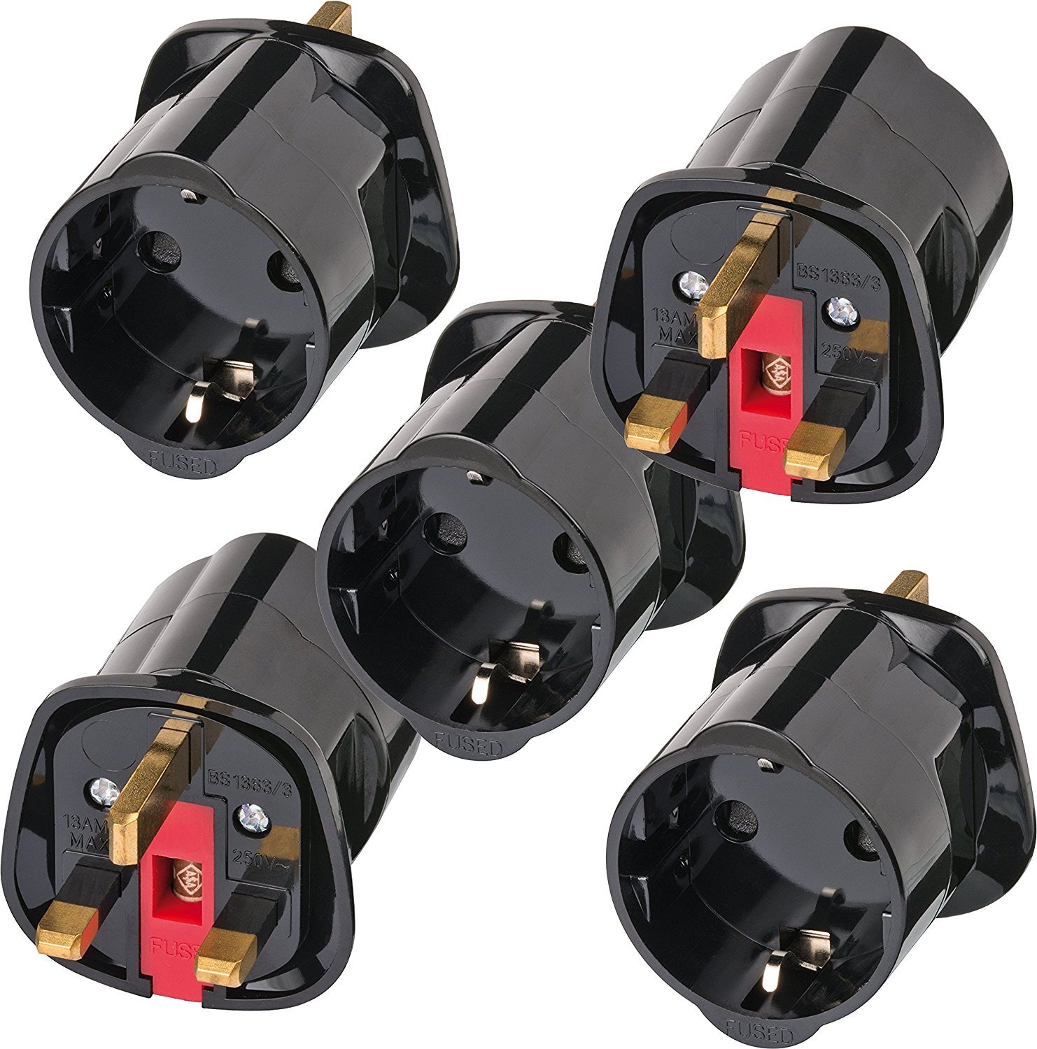 Brennenstuhl Reisestecker/Reiseadapter (Reise-Steckdosenadapter für: England Steckdose und Euro Stecker) Farbe: schwarz (Für GB | 5er Pack) von Brennenstuhl