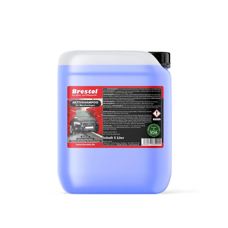 BRESTOL® Aktivshampoo 5 Liter Konzentrat - Aktivschaum Aussenreiniger Autoreiniger Auto-Shampoo für Autowaschanlagen Lackshampoo CarWash Waschstrasse von Brestol