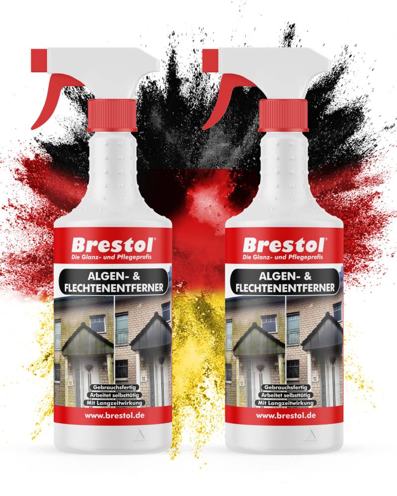 BRESTOL® Algenentferner Pilzentferner Flechtenentferner 2x 750 ml gebrauchsfertig - Grünbelagsentferner Algizid Algicid Algenex Grünbelagentferner in Sprühflasche von Brestol