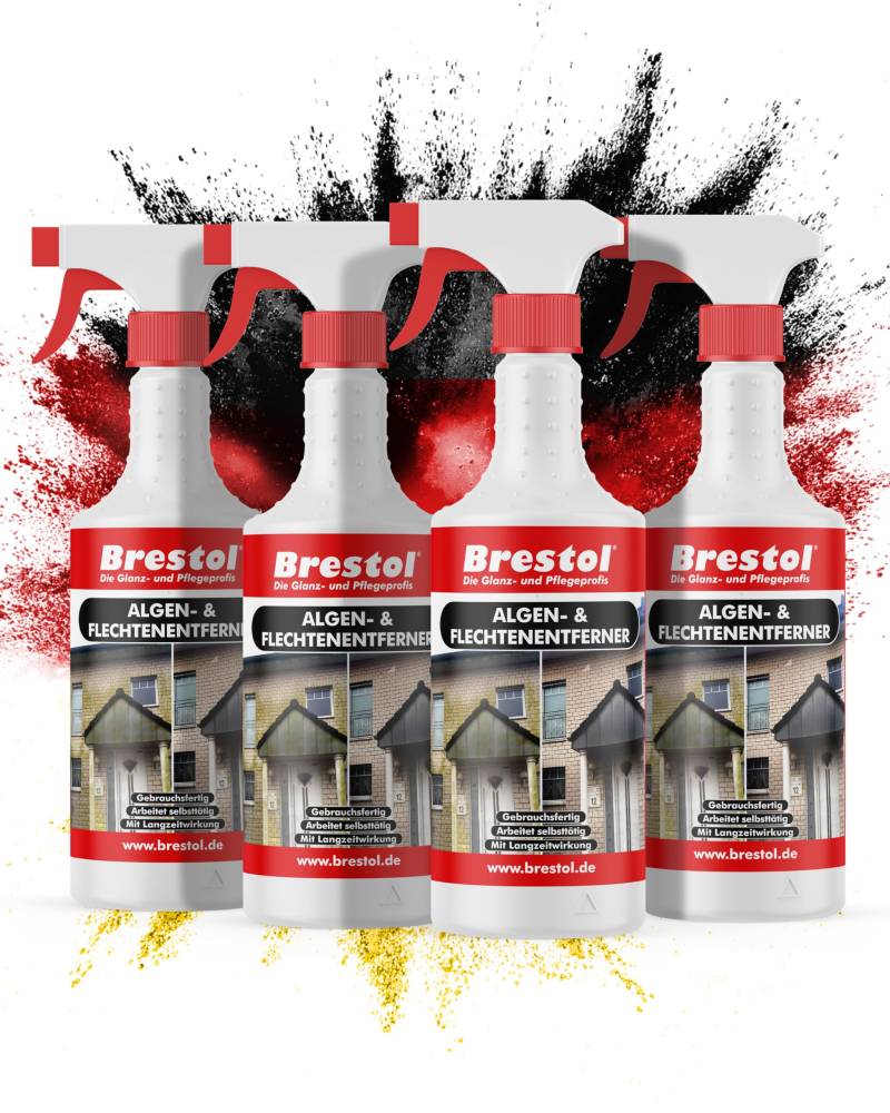 BRESTOL® Algenentferner Pilzentferner Flechtenentferner 4x 750 ml gebrauchsfertig - Grünbelagsentferner Algizid Algicid Algenex Grünbelagentferner in Sprühflasche von Brestol