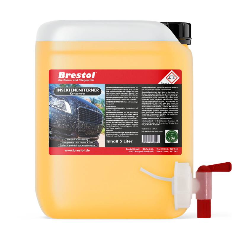 Brestol Insektenentferner 25 Liter Konzentrat inkl. Auslaufhahn 61 mm - Insektenlöser Insektenreiniger Polycarbonat Vogelkotentferner Spezialreiniger alkalisch von Brestol