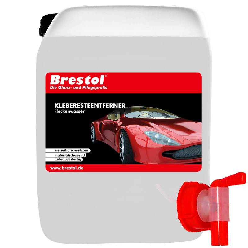 Brestol Kleberesteentferner 5 Liter inkl. Auslaufhahn 51 mm - Fleckenentferner Kleberlöser Etikettenlöser Tintenentferner Fleckenwasser Lackreiniger Lackpflege organisches Lösungsmittel von Brestol