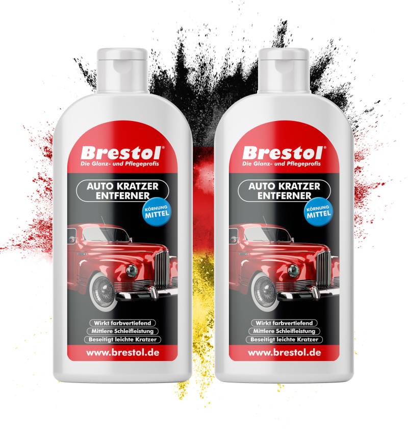 BRESTOL® Auto Kratzer Entferner 2x 500 ml, Kratzerentferner Autolack - entfernt kleine Kratzer & Schrammen, Farbspuren, Reibspuren & Rostspuren, Lackkratzerentferner & Lackreiniger von Brestol