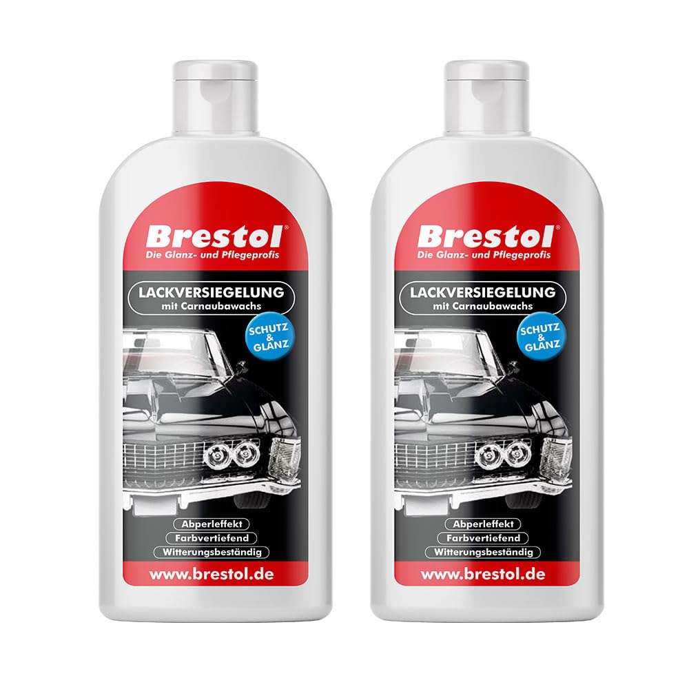 Brestol LACKVERSIEGELUNG 2x 500 ml - mit Carnaubawachs - Hartwachspolitur Autopolitur Hartwachs Abperleffekt Abperl-Effekt Nano streusalzbeständig von Brestol