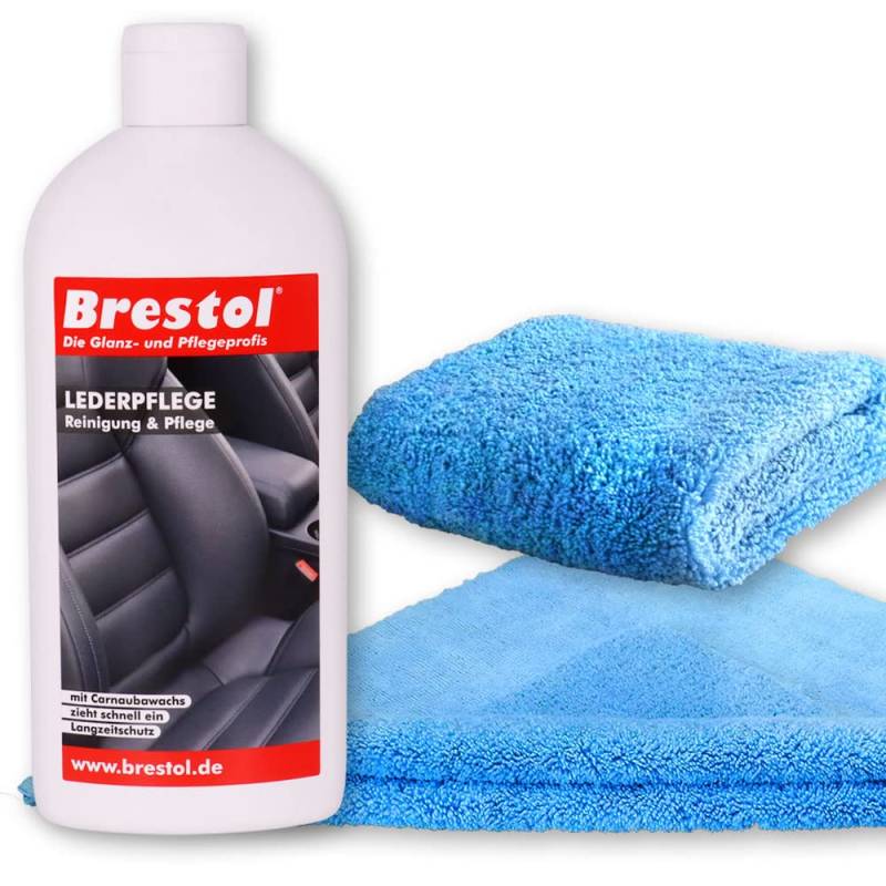 Brestol LEDERPFLEGE Set1 (500 ml + Zubehör) - Lederpflegelotion Lederreiniger Lederschutz Ledersitze Autositze Auto Leder Glattleder von Brestol