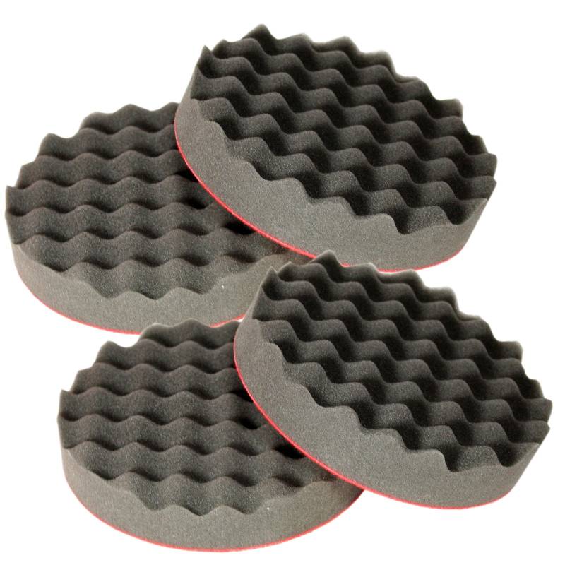 Brestol Polierscheibe Soft & gewaffelt 4er Set 150 mm - Klett-Polierscheibe Klettpolierscheibe Polierhaube Polierpad Polierteller Polierschwamm von Brestol