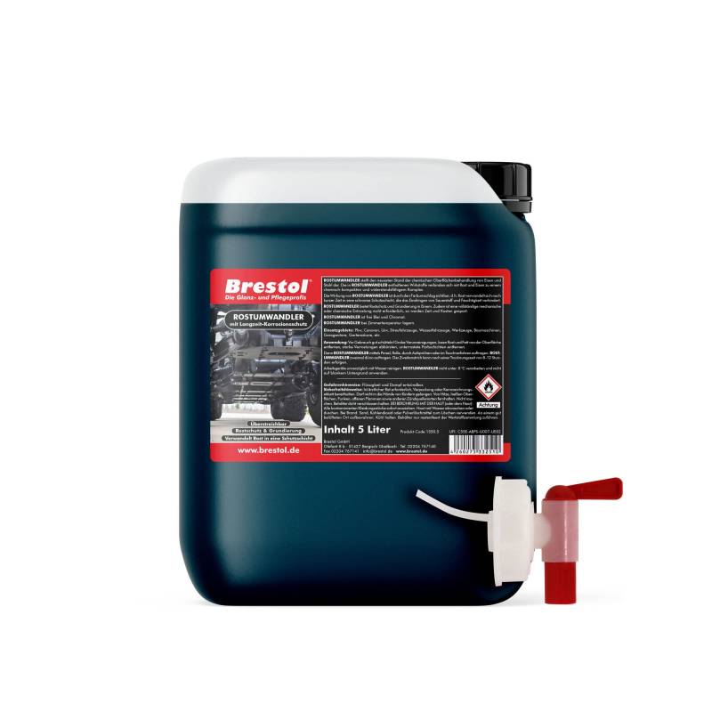 Brestol® ROSTUMWANDLER 5 Liter inkl. Auslaufhahn 51 mm - Rostkonverter & Grundierung in einem Zug - Rostschutz Rostlöser von Brestol