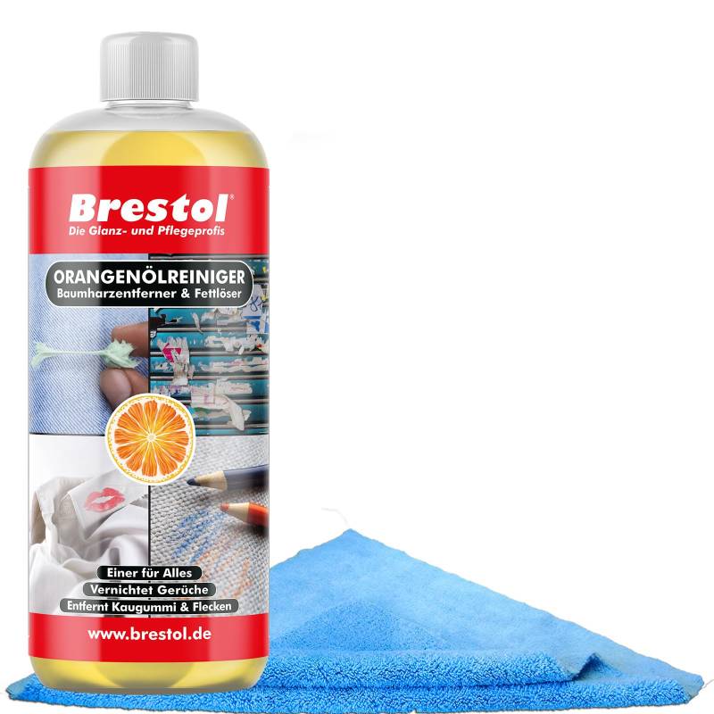 Brestol ORANGENREINIGER Set1 (1000 ml + Zubehör) - Universalreiniger Fett Öl Kaugummi Baumharz-Entferner Geruchsneutralisierer Orangenölreiniger von Brestol