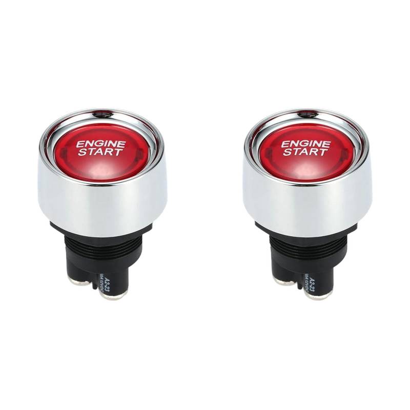 Briaatt 2X Motor Taste Auto DC 12V 24V Rot Auto Start Motor Taste Licht Schalter Taste Start Zünd Schalter für Racing-Rot von Briaatt