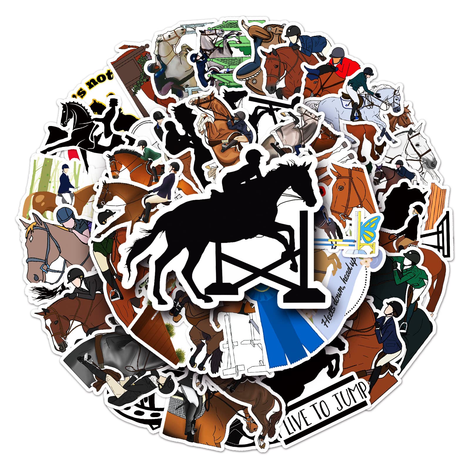 Bric Dodo 50 Stück Pferdesport Aufkleber Auto Laptop Telefon Gitarre Skateboard Motorrad Fahrrad Horse Stickers Set Vinyl Wasserdicht Aesthetic Aufkleber für Jugendliche Kinder Erwachsene von Bric Dodo