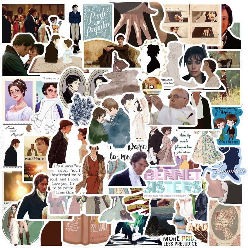 50 Stück Pride and Prejudice Aufkleber Auto Laptop Telefon Gitarre Skateboard Motorrad Fahrrad Pride and Prejudice Stickers Set Vinyl Wasserdicht Aesthetic Aufkleber für Jugendliche Kinder Erwachsene von Bric Dodo