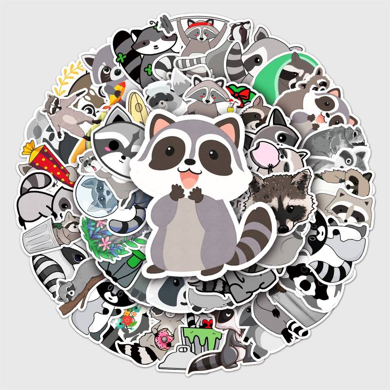 Bric Dodo 50 Stück Raccoon Aufkleber Auto Laptop Telefon Gitarre Skateboard Motorrad Fahrrad Raccoon Stickers Set Vinyl Wasserdicht Aesthetic Aufkleber für Jugendliche Kinder Erwachsene von Bric Dodo