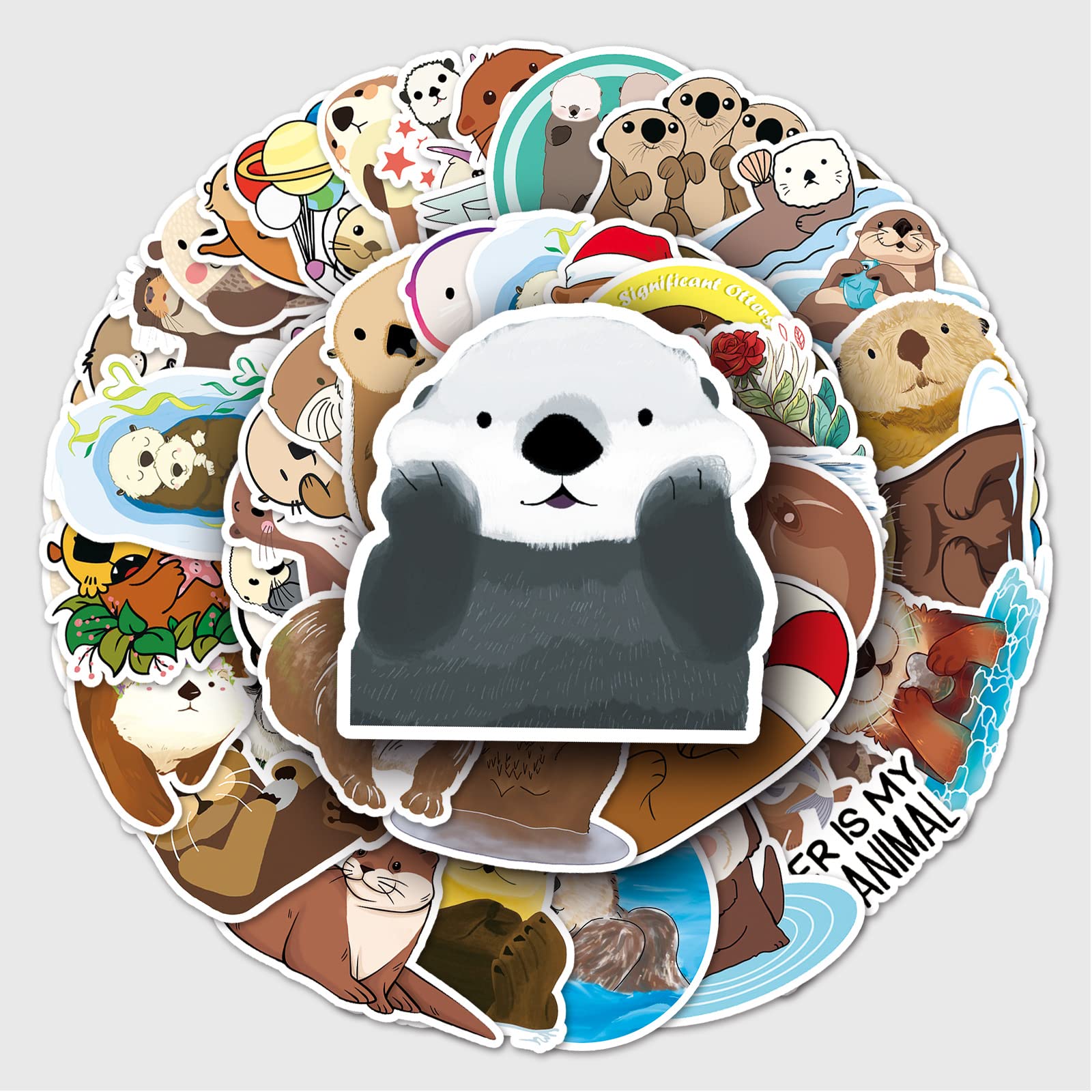 Bric Dodo 50 Stück Eurasian River Otter Aufkleber Auto Laptop Telefon Gitarre Skateboard Motorrad Fahrrad Otter Stickers Set Vinyl Wasserdicht Aesthetic Aufkleber für Jugendliche Kinder Erwachsene von Bric Dodo