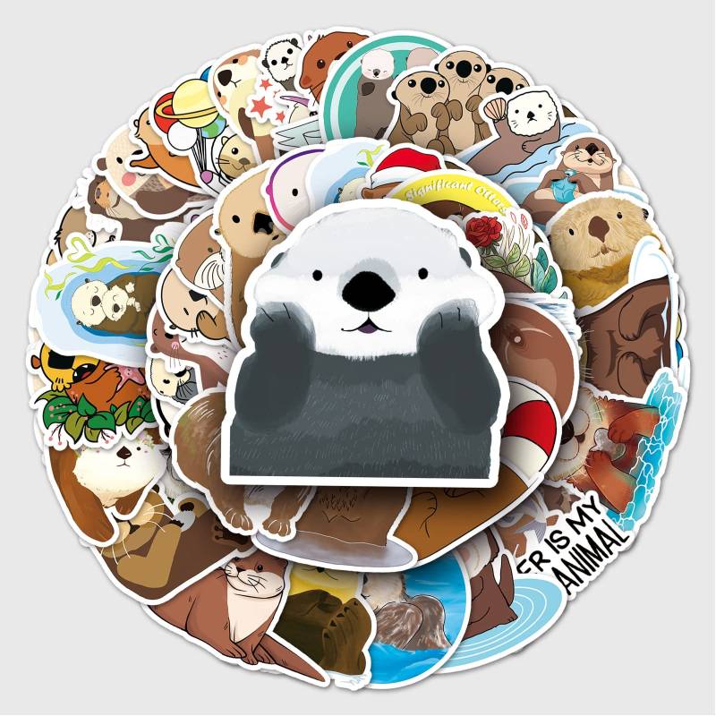 Bric Dodo 50 Stück Eurasian River Otter Aufkleber Auto Laptop Telefon Gitarre Skateboard Motorrad Fahrrad Otter Stickers Set Vinyl Wasserdicht Aesthetic Aufkleber für Jugendliche Kinder Erwachsene von Bric Dodo