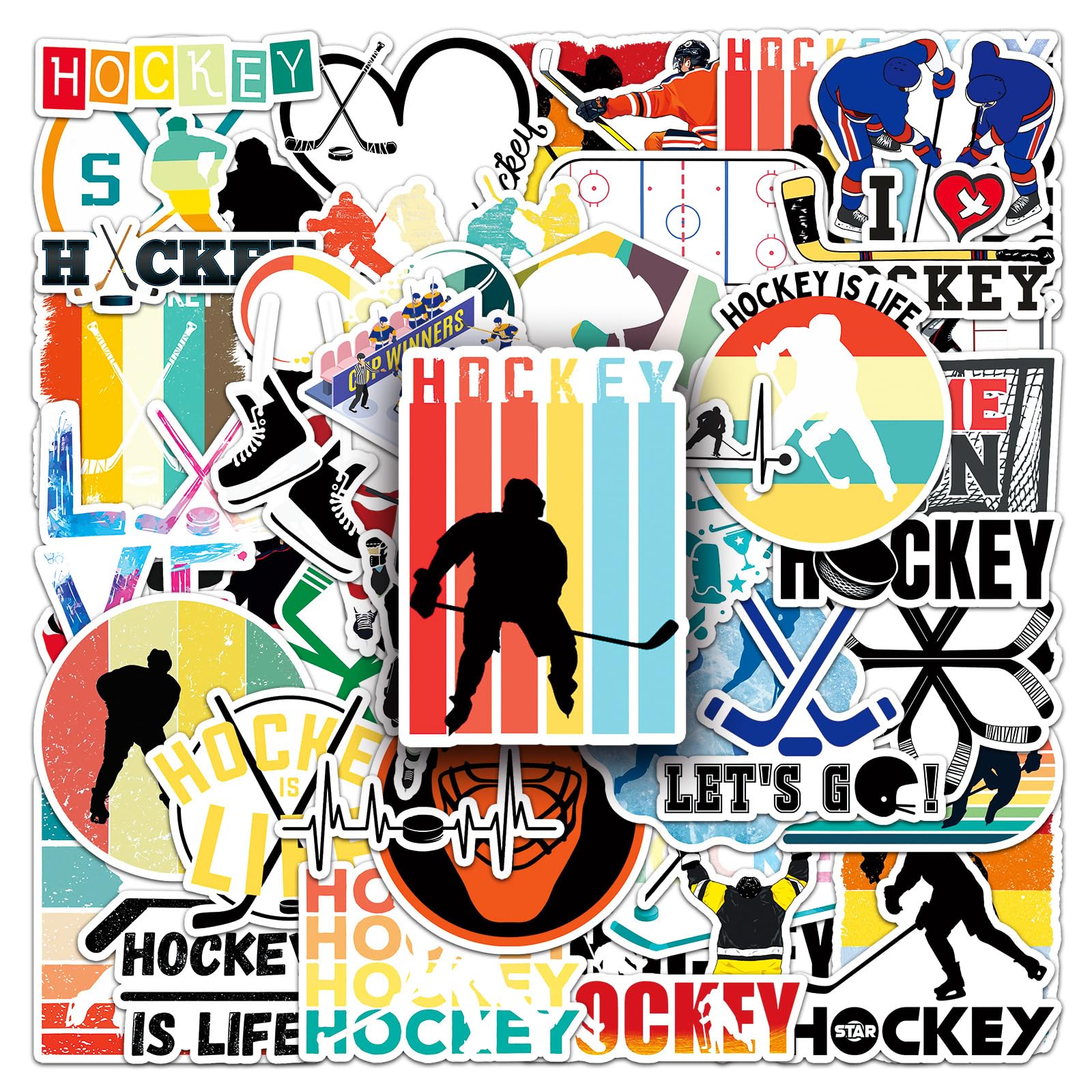 Bric Dodo 50 Stück Ice Hockey Aufkleber Auto Laptop Telefon Gitarre Skateboard Motorrad Fahrrad Eishockey Stickers Set Vinyl Wasserdicht Aesthetic Aufkleber für Jugendliche Kinder Erwachsene von Bric Dodo