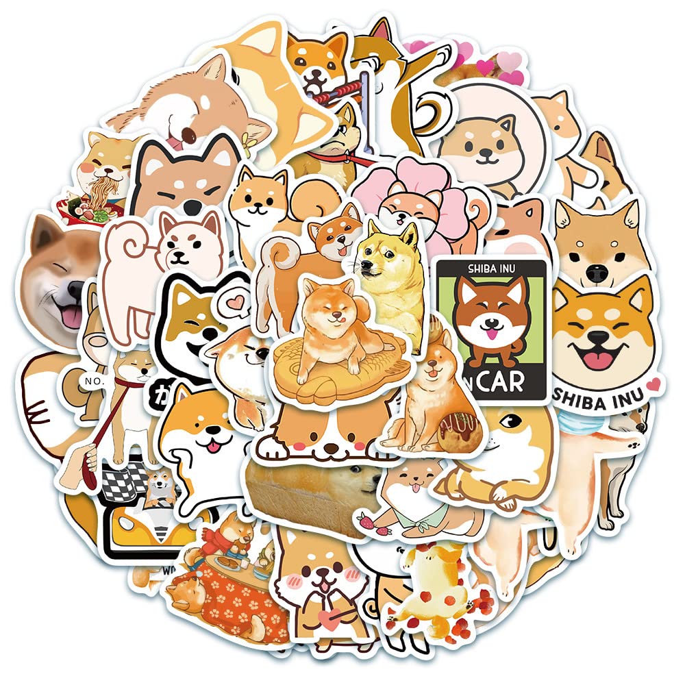 50 Stück Shiba Inu Aufkleber Wasserflaschen Laptop Telefon Gitarre Skateboard Computer Koffer Fahrrad Tiere Dog Vinyl Stickers Wasserdicht Ästhetisch Aufkleber für Jugendliche Kinder Erwachsene von Bric Dodo