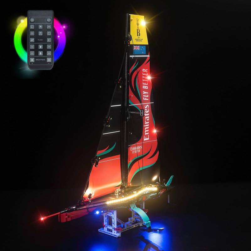 BrickBling Fernbedienung Licht-Kit Kompatibel mit Lego Emirates Team New Zealand AC75 Yacht (Kein Modell), Led Beleuchtungs Set Compatible with 42174 Technic Emirates Team New Zealand AC75 Rennjacht von BrickBling