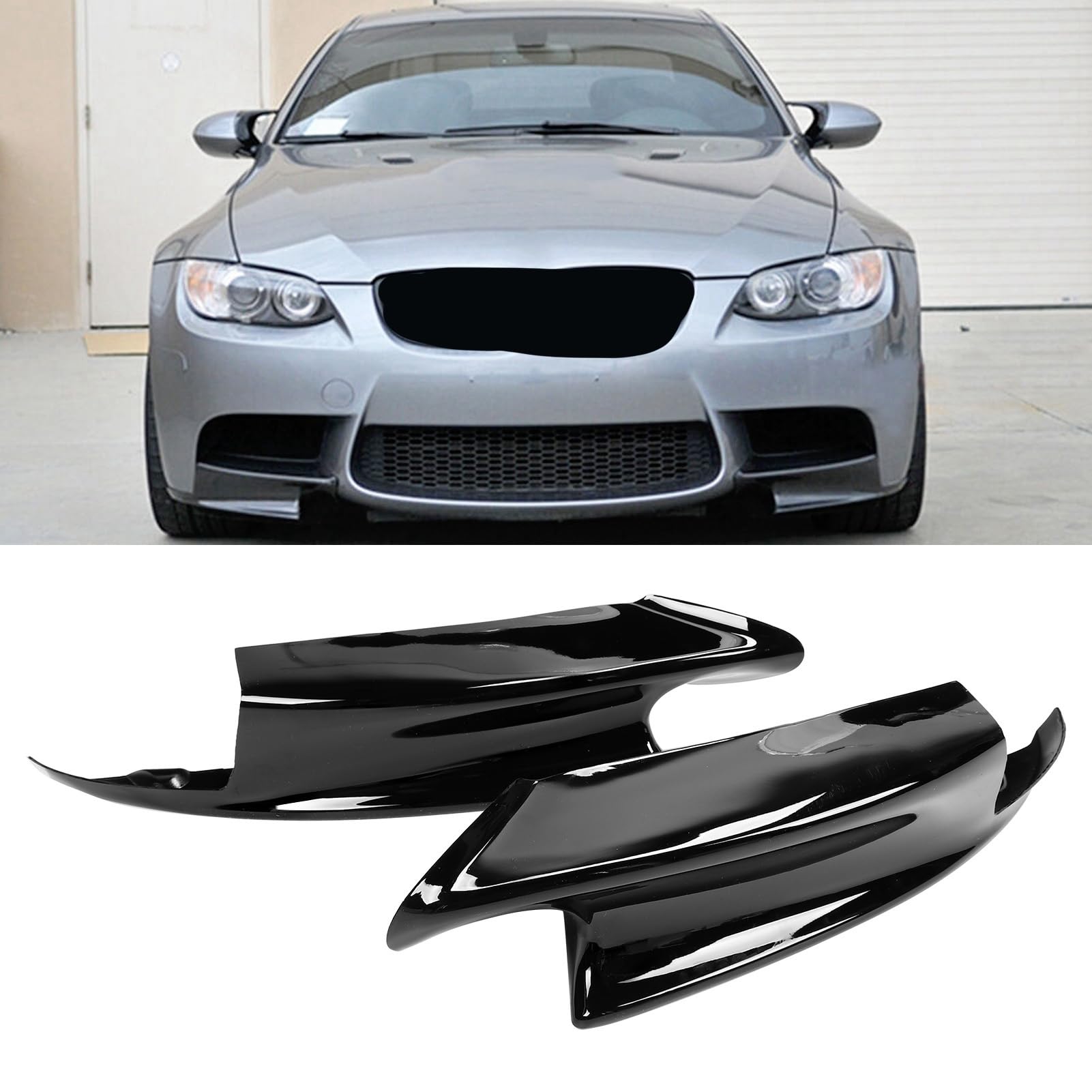 Brilluxa 1 Paar Frontstoßstangen-Spoiler-Lippenabweiser-Splitter für E90 E92 E93 M3 2007–2012, Frontstoßstangen-Ecksplitter, Außendiffusorschutz (Glossy Black) von Brilluxa