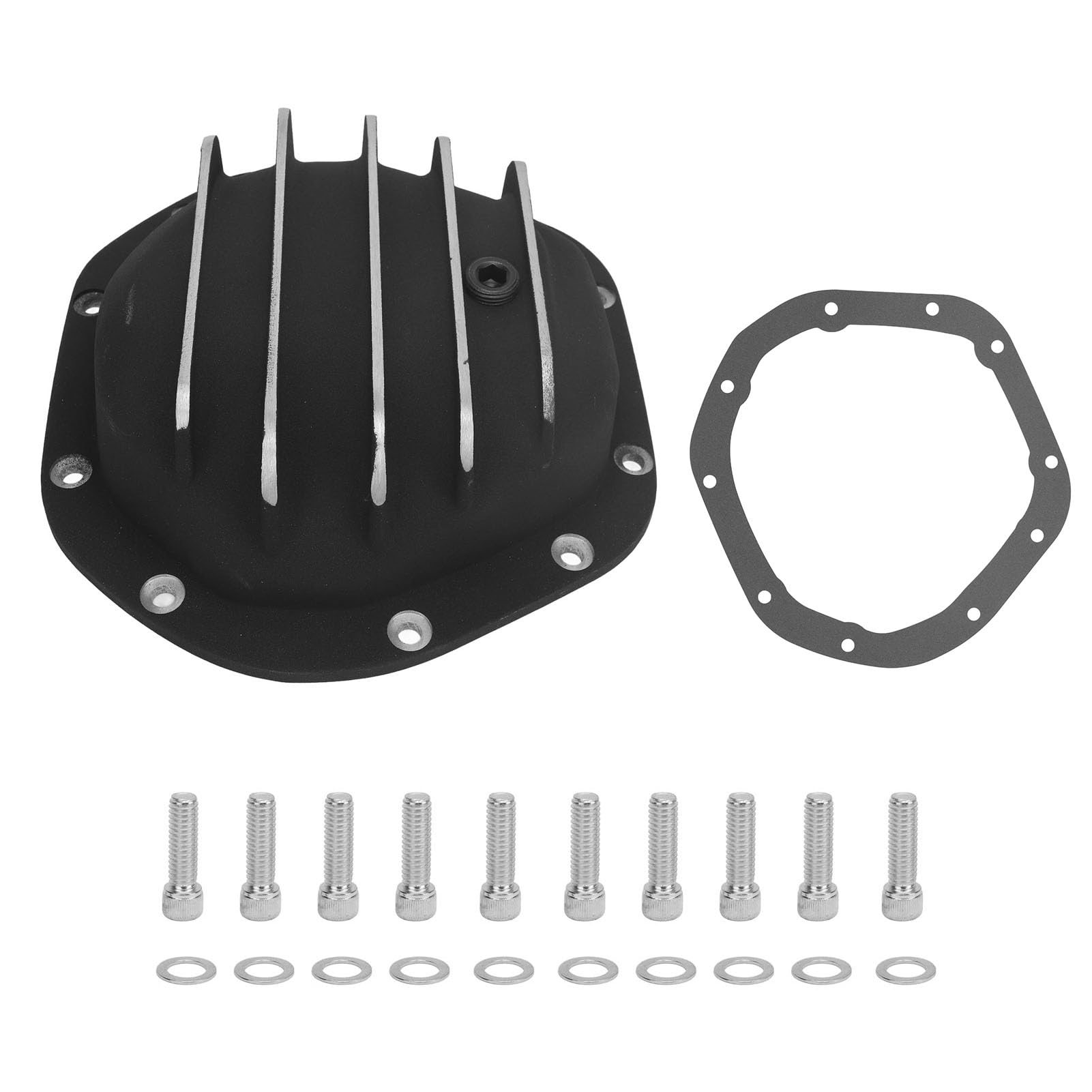 Brilluxa-Differentialabdeckung, polierte Aluminium vordere hintere Differentialabdeckung, kompatibel mit F-100 Dana 44 (Schwarz) von Brilluxa