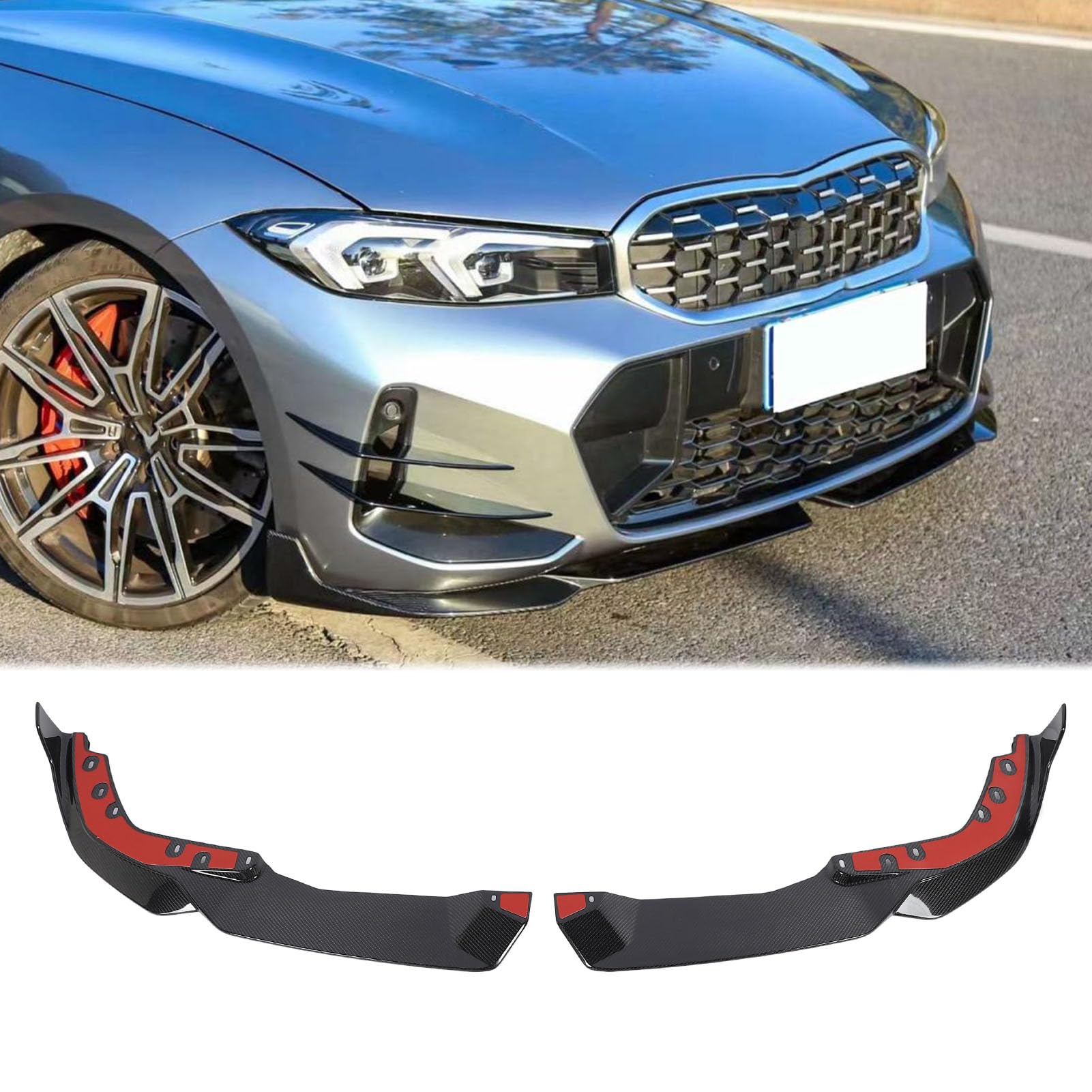 Brilluxa Front Stoßstange Lip Splitter, 2pcs trockene Kohlefaser, kompatibel mit 3er G20 M-Sport 2023, aerodynamisch verstärkter Schutz von Brilluxa