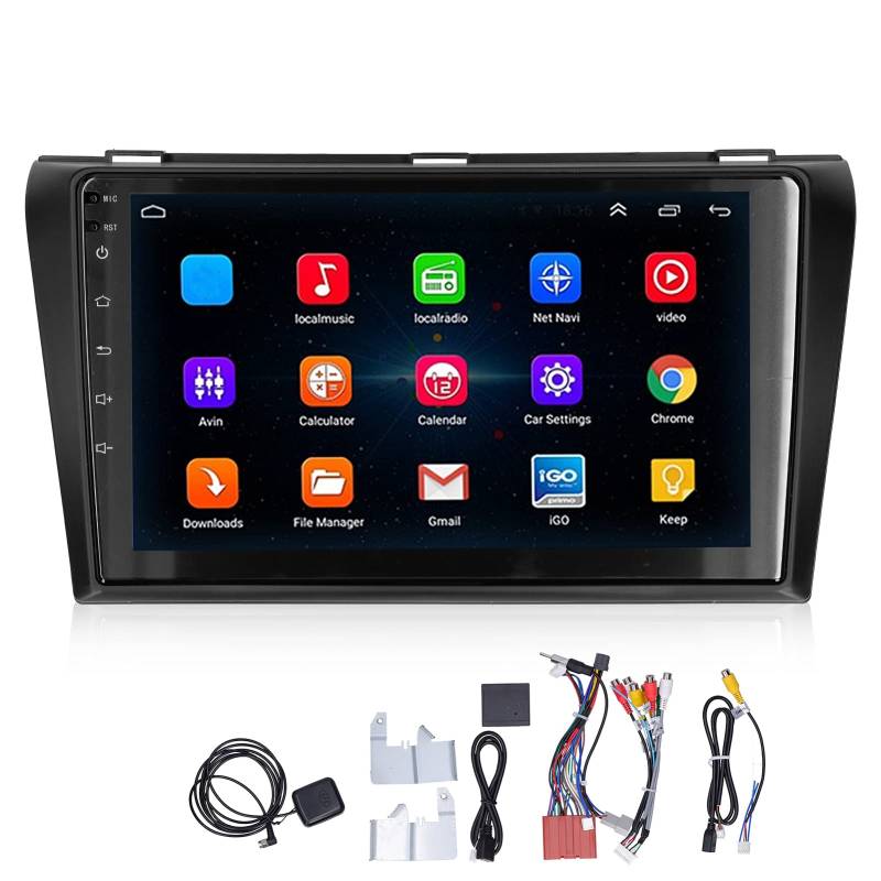 Brilluxa GPS-Navigationsanzeige, 9-Zoll-Touchscreen Android 10.0 WiFi, kompatibel mit 3 Axela 2004-2009, Car Multimedia Player, Bluetooth-Kopfeinheit (1+16g) von Brilluxa