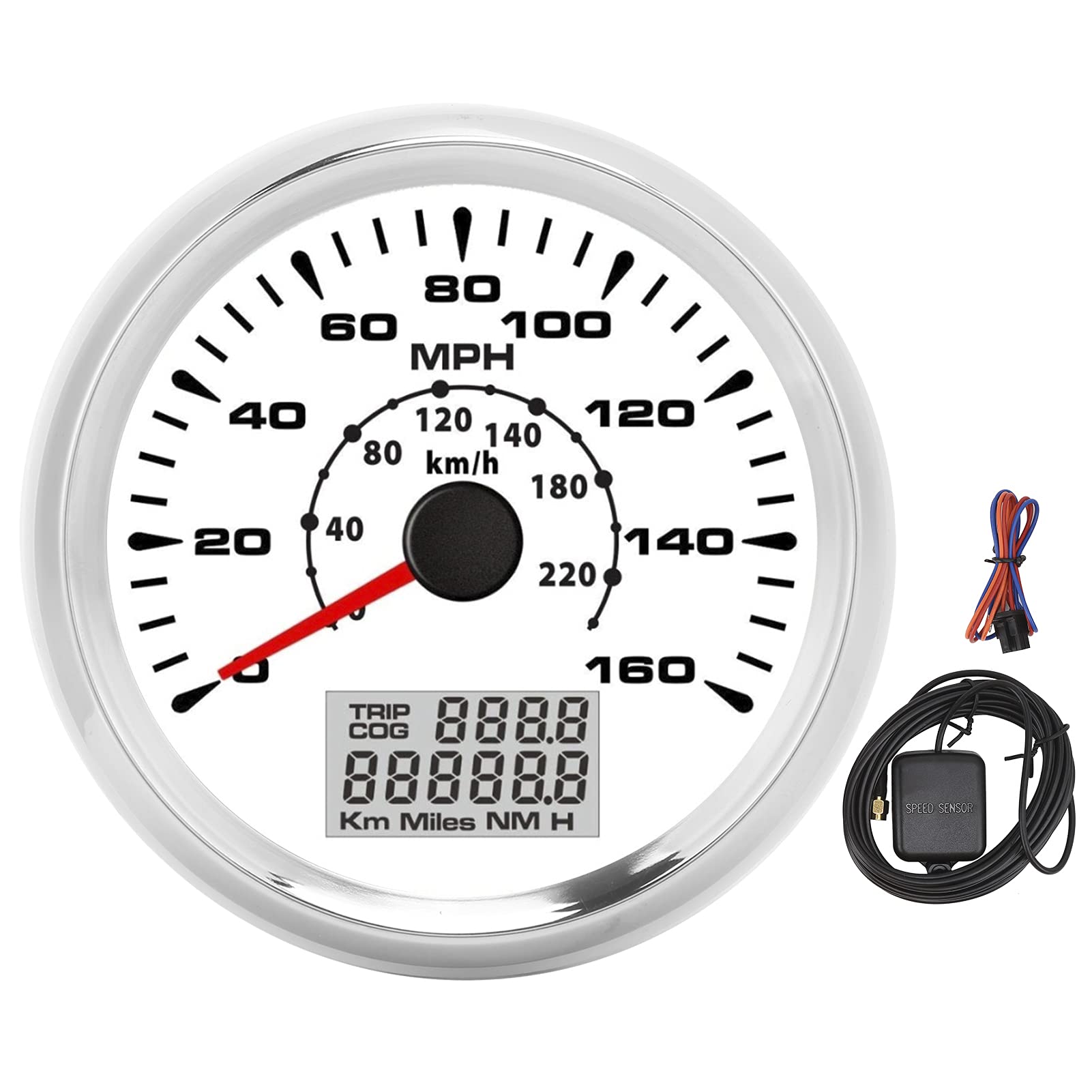 Brilluxa Geschwindigkeitsmesser, 3-3/8 Zoll GPS 160 MPH 0-220 km/h 9-32 VDC, Schiffsyacht-Motorrad-Technik-Fahrzeugmessgerät, digitaler GPS-Tachometer von Brilluxa