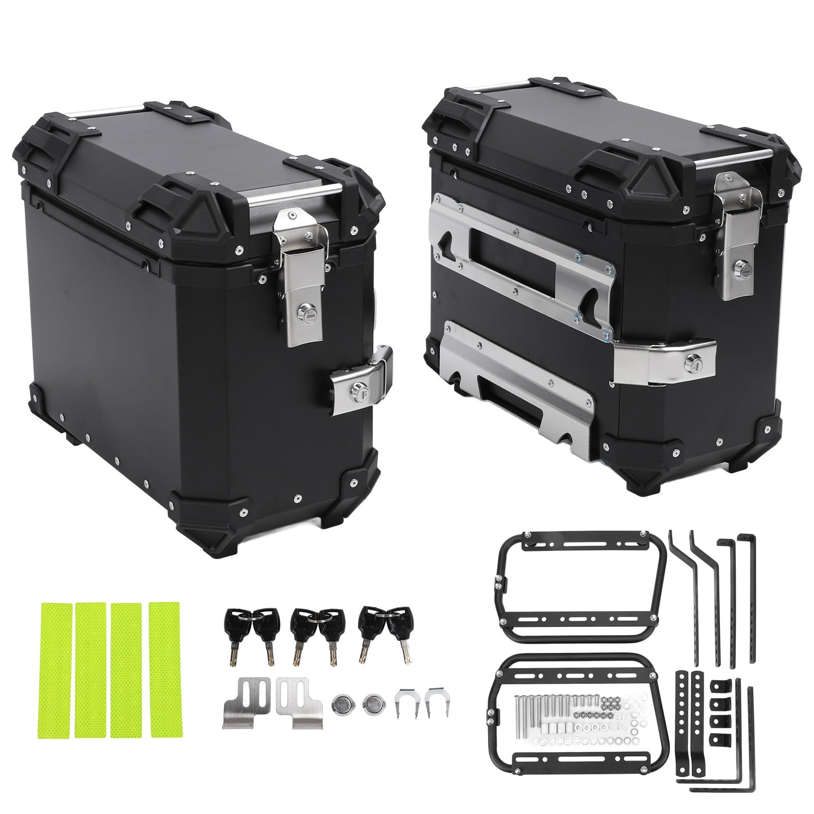 Brilluxa Motorcycle Side Case, 35L Aluminiumlegierung Satteltasche, Hartkiste mit Sicherheitsschloss, Montagehalterung, kompatibel mit Reitausrüstung und Helm (Black) von Brilluxa