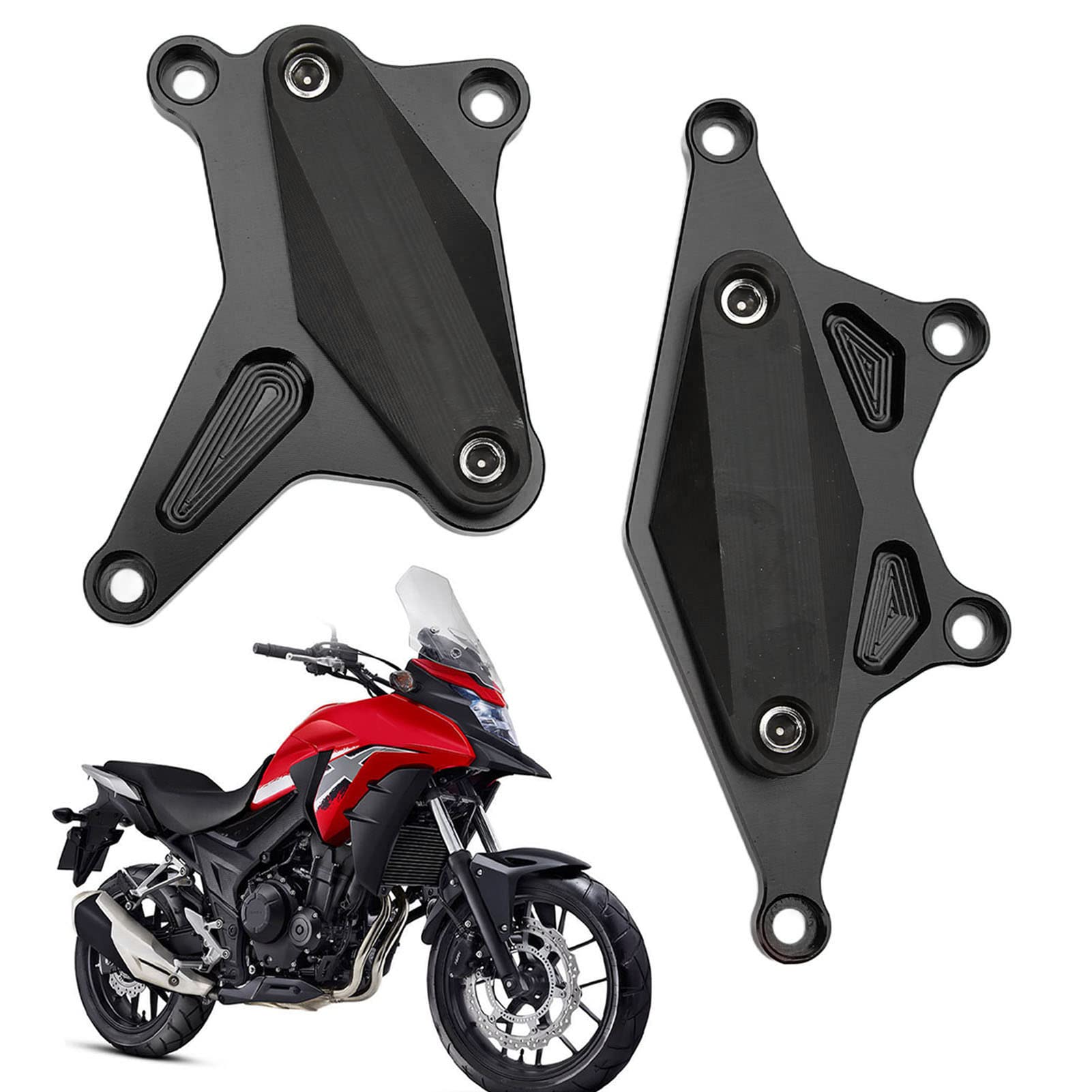 Brilluxa Motorrad-Motor-Crash-Rahmenschieber-Schutz, Ersatz für CB500F CB500X 2013-2020, Motorrad-Rahmenschieber aus Aluminiumlegierung, seitlicher Fallschutz (Black) von Brilluxa