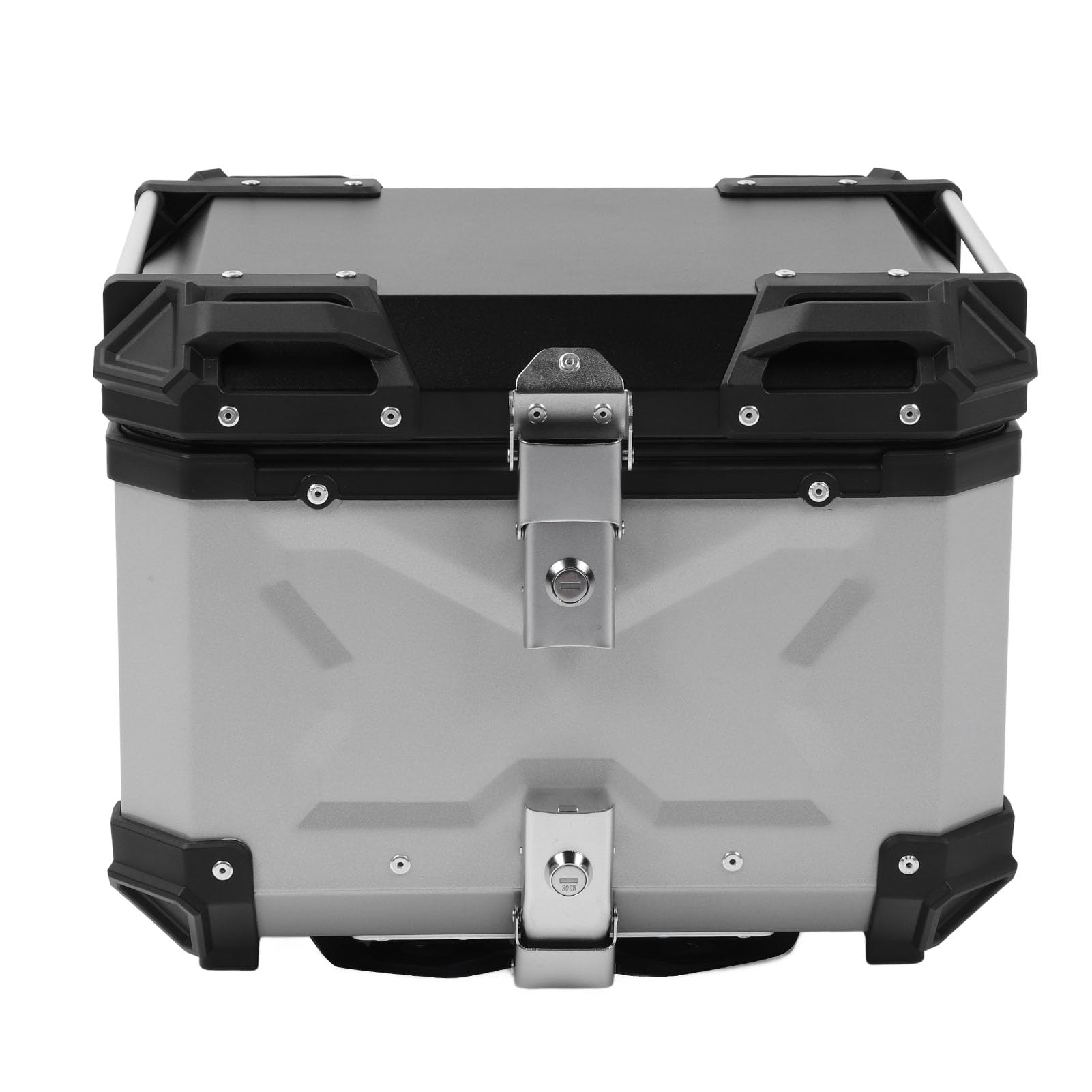 Brilluxa Motorrad-Topcase, Aluminiumlegierung, 45 l, wasserdichte Heckgepäckbox mit Schnellverschluss-Bodenplatte und Heckkissen, Motorrad-Heckbox (Silber) von Brilluxa