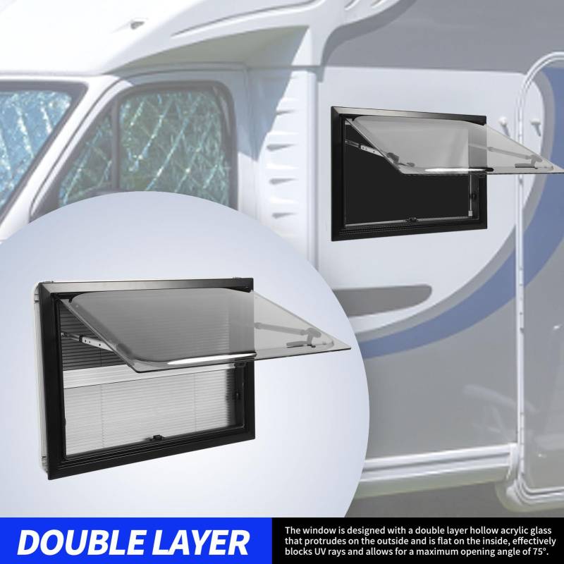 Brilluxa RV -Fenster, 28 x 16 Zoll aus dem Fenster mit Bildschirm und Sonnenschirm für -Anhänger, UV -Proof -Doppelschicht rechtswinkel von Brilluxa