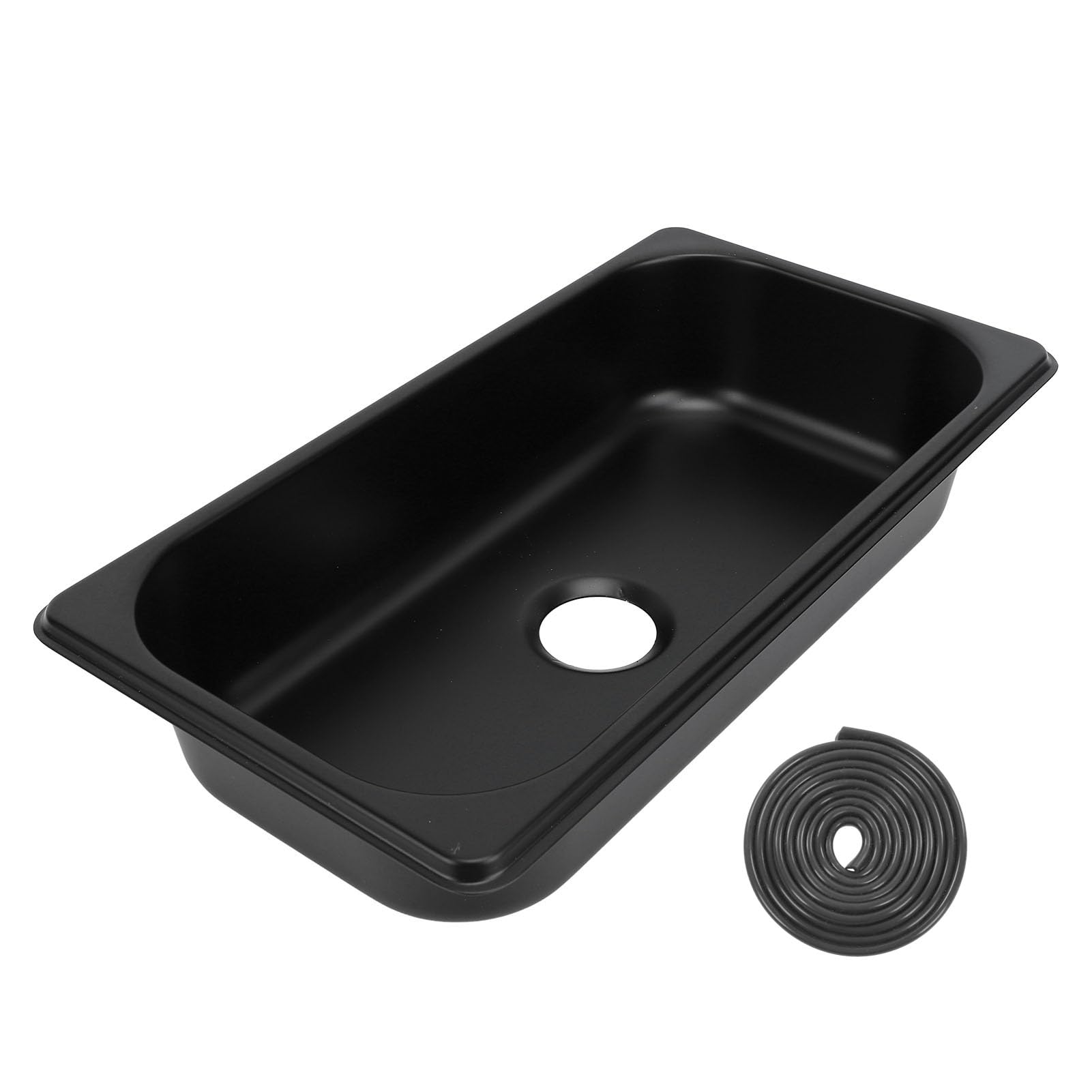 Brilluxa RV Waschbecken, 304 Edelstahl eingebettetes Handwaschbecken mit 40 mm Abflussauslass, kompatibel mit Boot, Wohnwagen, Wohnmobil, 12,8x6.93x2,56in (Spray Coated Black (GR‑1365B)) von Brilluxa