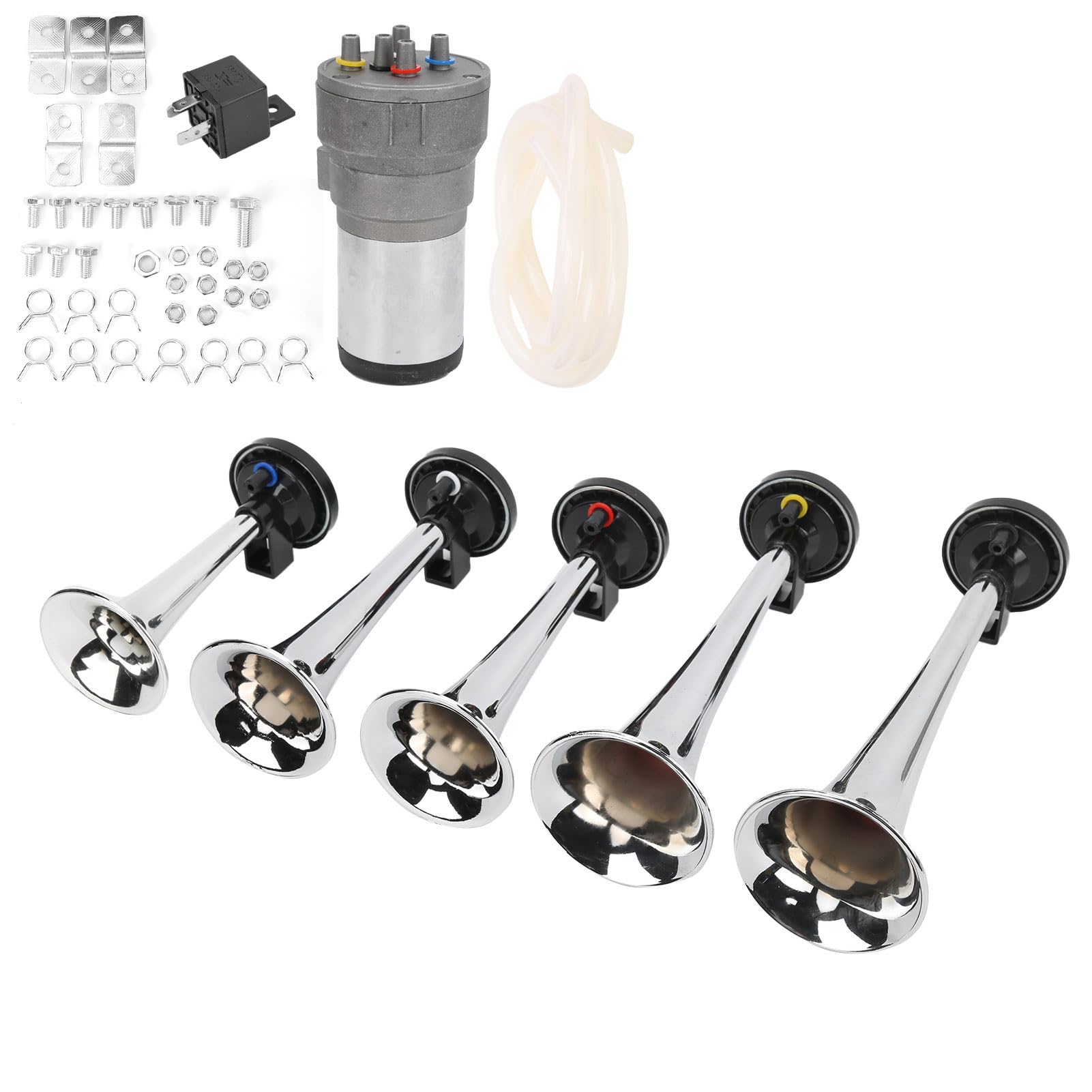 Brilluxa Trompetenset Tune Air Horn Kompressor 12V Autohupe Kompressor Kit mit Kompressor Chromfarbe für Züge Schiffe v ans von Brilluxa